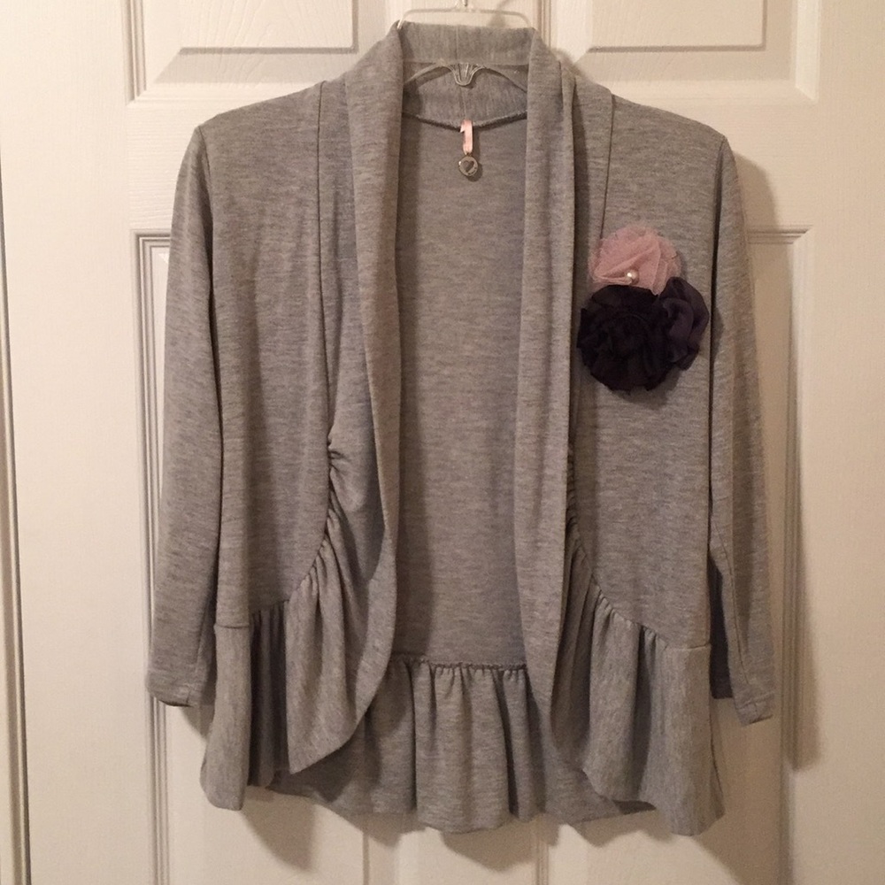 Grey Cardigan with flowers